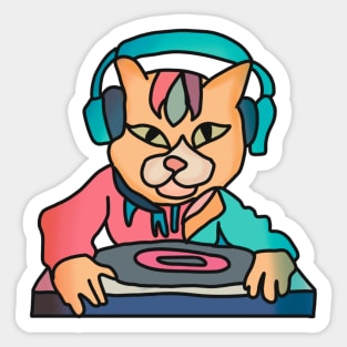 Street Retro Cat with Headphones | Funny Sticker